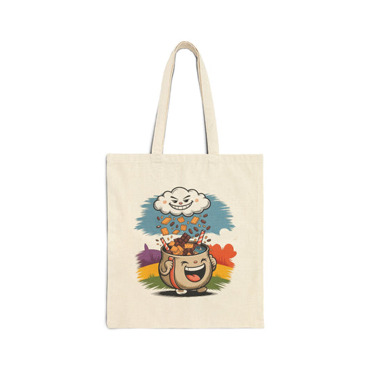Cheerful Cotton Canvas Tote Bag, Reusable Shopping Bag, Eco-Friendly Gift Bag, Summer Fun Accessory, Festival Tote