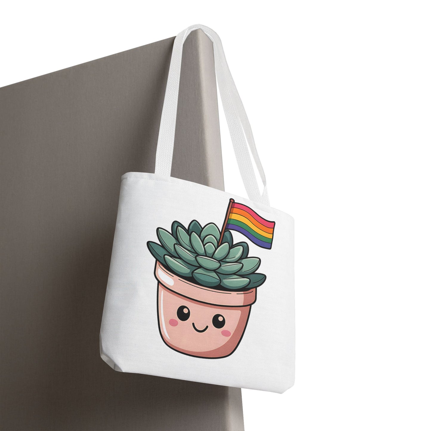 Cute Succulent Tote Bag with Rainbow Flag - Perfect for Pride Events