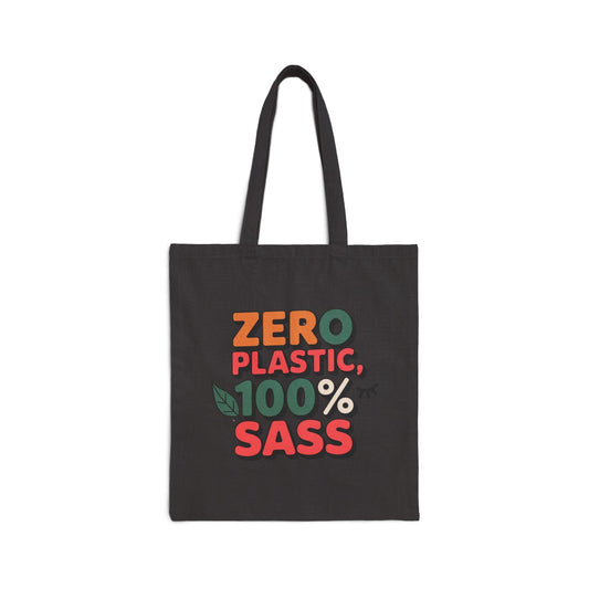 Sassy Eco-Friendly Cotton Canvas Tote Bag, Reusable Grocery Bag, Sustainable Shopping Tote, Gift for Eco-Conscious Friends, Fun Everyday Bag
