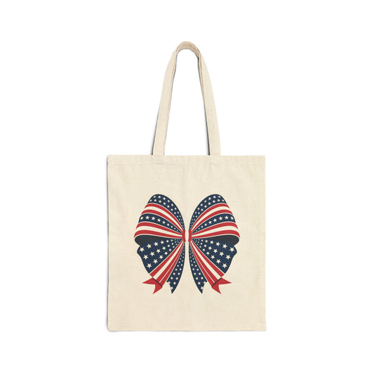 Patriotic Cotton Canvas Tote Bag with Bow Design, Eco-Friendly Reusable Shopping Bag, Ideal for 4th of July, Beach Trips, Gifts, and [...]