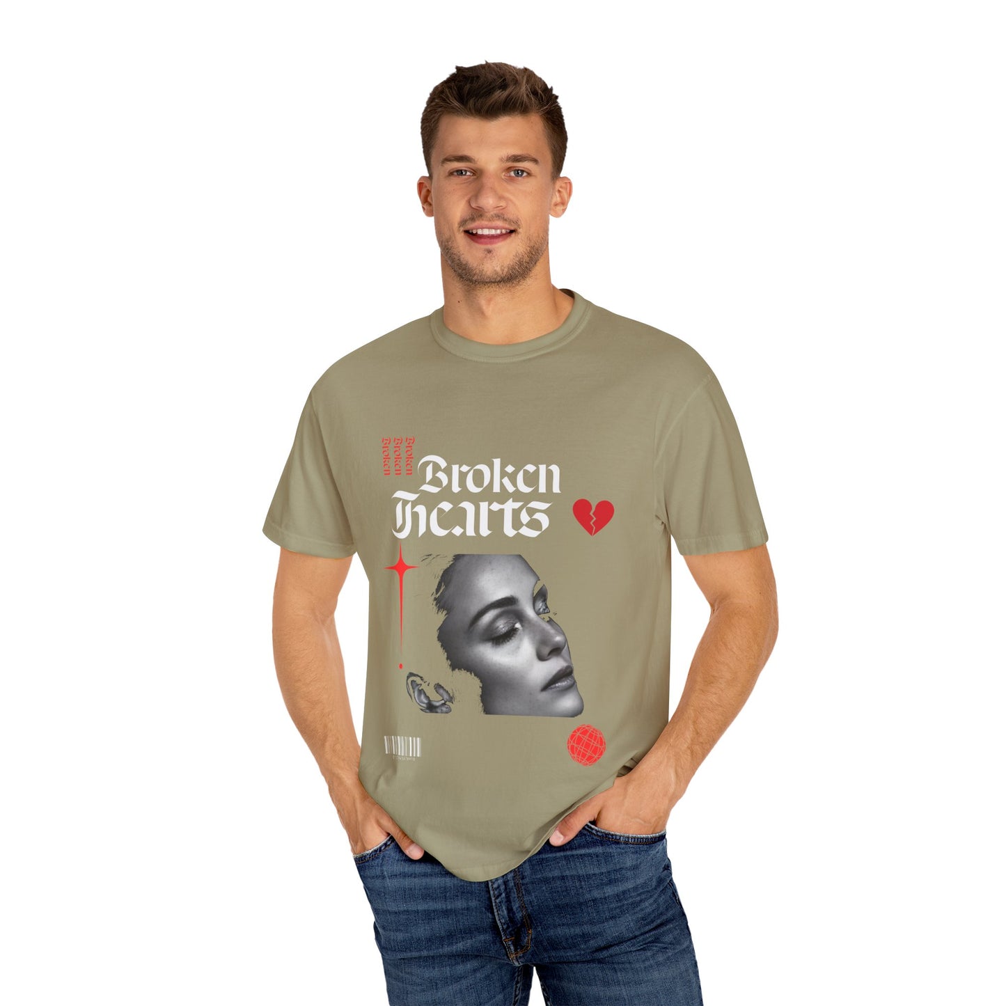 Broken Hearts Unisex Garment-Dyed T-Shirt - Trendy Graphic Tee for Casual Looks