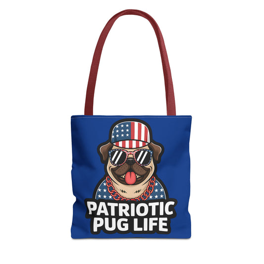 Patriotic Pug Tote Bag, Fun Dog Lover's Accessory, Perfect for Independence Day or Any Celebration