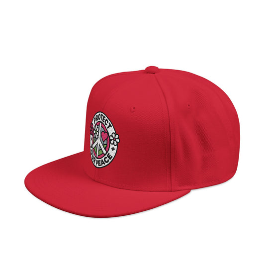 Embroidered Snapback Hat - Floral Peace Symbol, Trendy Cap for Festivals, Casual Wear, Gifts for Friends, Summer Outfits