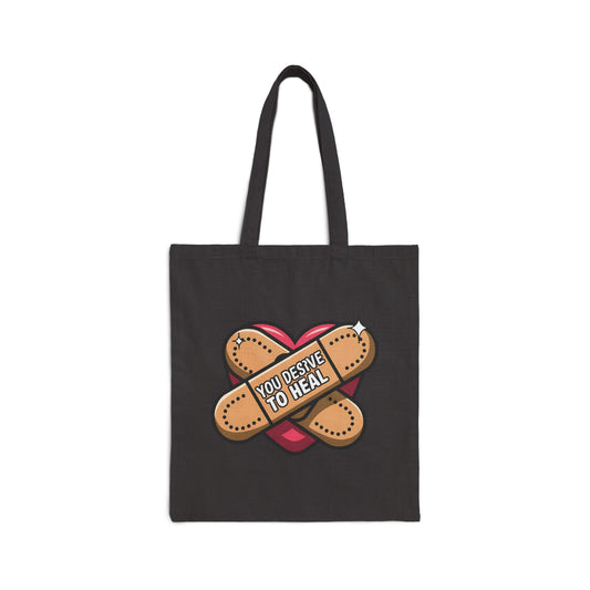 Healing Heart Cotton Canvas Tote Bag | You Deserve to Heal | Eco-Friendly Fashion, Gift for Her, Shopping Bag, Self-Care Collection