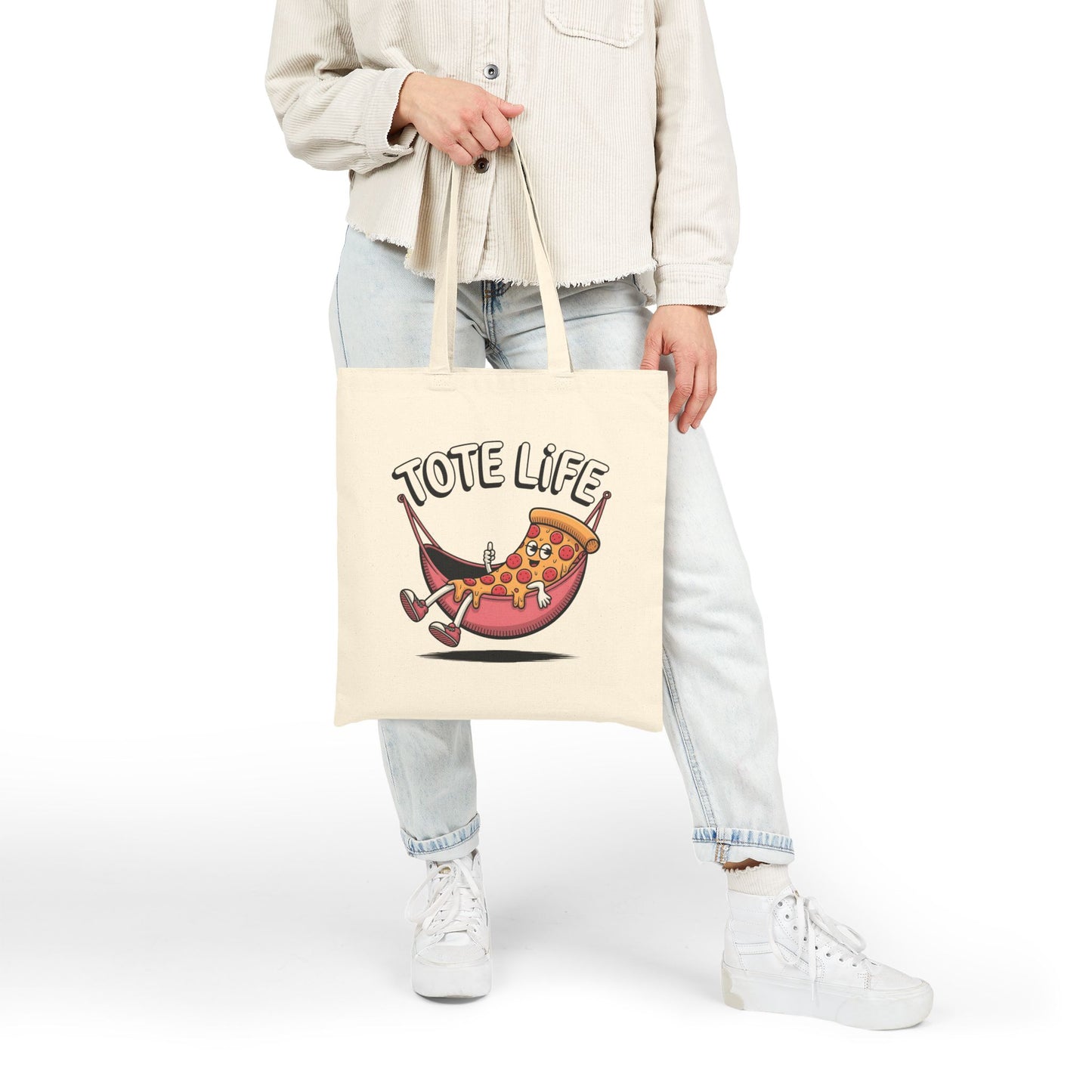 Pizza Lover's Cotton Canvas Tote Bag - Fun, Durable, Eco-Friendly Gift for Foodies, Shopping, Beach, or Grocery