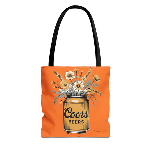 Coors Beers Floral Tote Bag, Colorful Grocery Bag, Casual Beach Tote, Gift for Beer Lovers, Summer Outing Accessory
