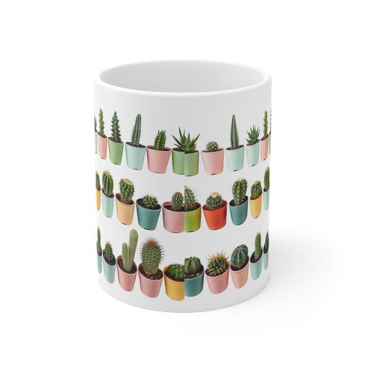Colorful Cactus Mug - 11oz Ceramic Coffee Cup for Plant Lovers