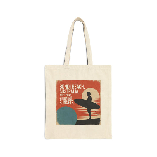 Bondi Beach Canvas Tote Bag, Stylish Beach Bag, Eco-Friendly Grocery Bag, Travel Tote, Gift for Surfers