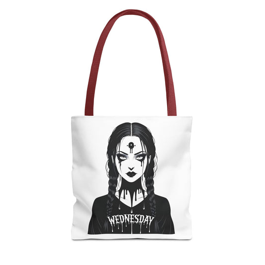 Wednesday AOP Tote Bag - Spooky Chic, Goth Style, Everyday Use, Fashionable Gift for Halloween and Alternative Fashion Lovers
