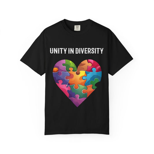 Unity in Diversity T-Shirt, Unisex Graphic Tee, Puzzle Heart Design, LGBTQ+ Pride Wear, Gift for Friends, Rainbow Colors