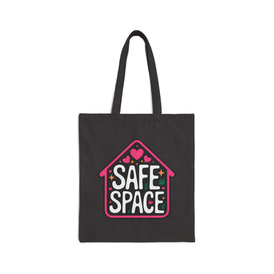Safe Space Cotton Canvas Tote Bag | Eco-Friendly, Reusable Shopping Bag, Gift for Friends, Beach Bag, Student Essentials, Affirmation Tote