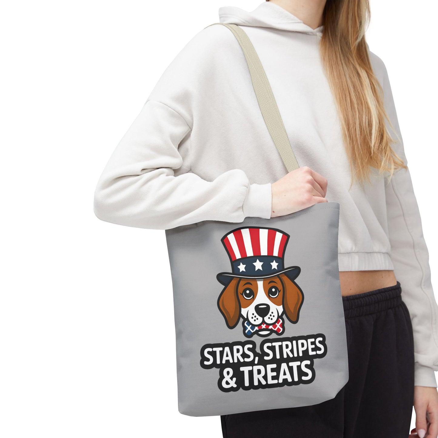 Patriotic Dog Tote Bag - Stars, Stripes & Treats - Cute Pet Lover Gift, Summer Fair, Dog Lovers, July 4th, Everyday Use