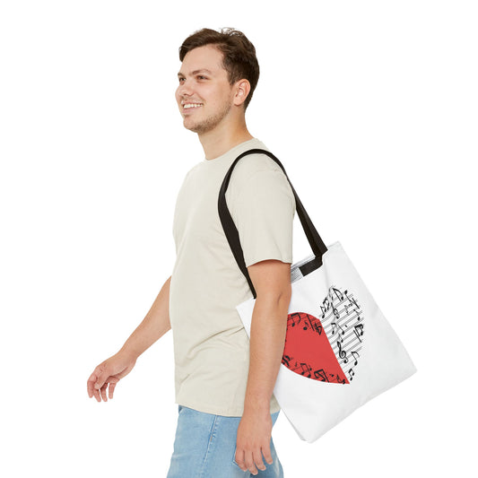 Musical Heart Tote Bag - Stylish & Fun, Perfect for Music Lovers, Concerts, Gifts, Eco-Friendly Shopping