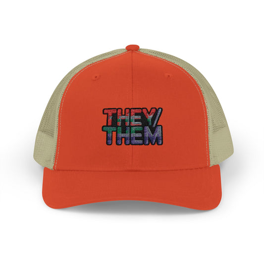 Inclusive They/Them Snapback Trucker Cap | Fun Gender-Neutral Hat | Summer Craft Fair, Pride, Outdoor Events, Everyday Wear, Unique Gift
