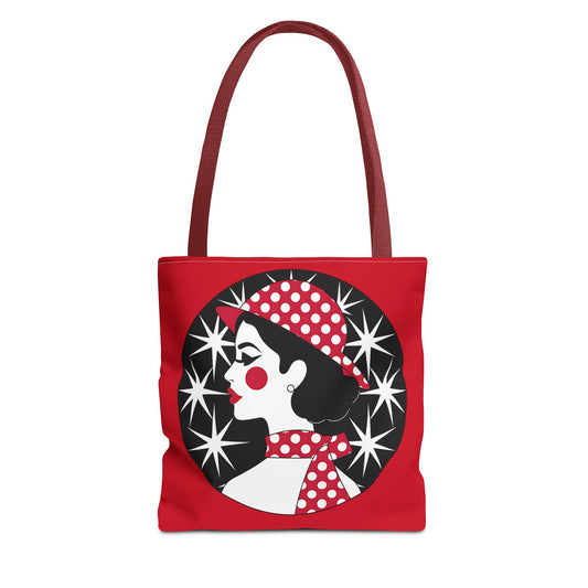 Vintage Glamour Tote Bag - Retro Fashion, Stylish Handbag, Gift for Her, Everyday Use, Polka Dot Design
