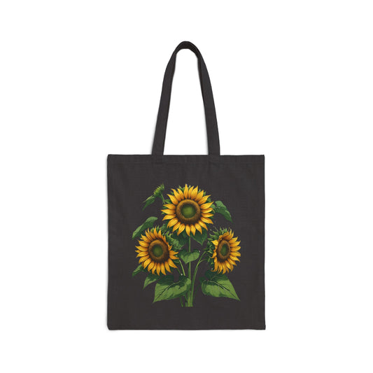 Sunflower Cotton Canvas Tote Bag | Eco-Friendly Shopping, Beach Essential, Floral Gift, Reusable Grocery Bag, Everyday Carry