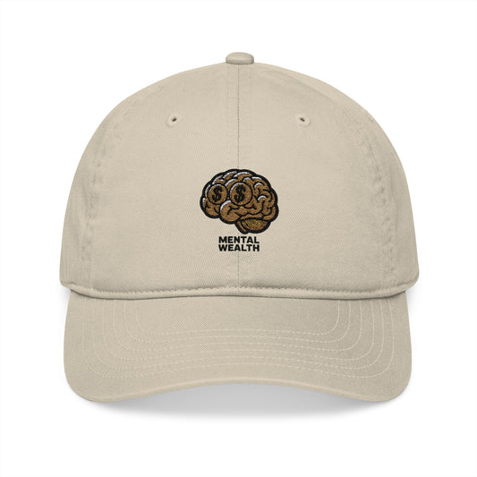 Organic Baseball Cap - Mental Wealth Embroidery, Adjustable Hat for Comfort, Eco-friendly Gift, Casual Style, Ideal for Outdoor Adventures