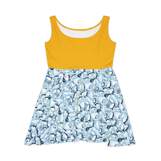 Cute Penguin Pattern Women's Skater Dress - Perfect for Summer & Casual Outings