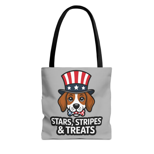 Patriotic Dog Tote Bag - Stars, Stripes & Treats - Cute Pet Lover Gift, Summer Fair, Dog Lovers, July 4th, Everyday Use