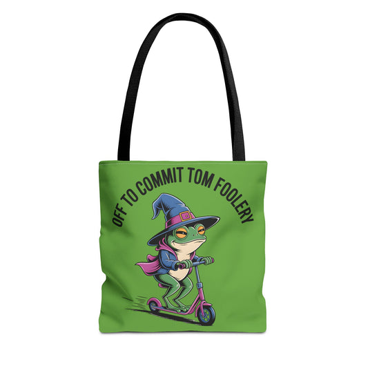 Whimsical Frog Tote Bag, Off to Commit Tom Foolery, Funny Gift, Eco-Friendly Shopping, Ideal for Parties, Casual Everyday Use