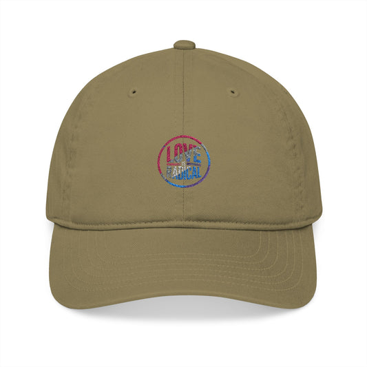 Love is Racial Organic Baseball Cap, Eco-Friendly Hat, Adjustable Cap, Gift for Nature Lovers, Trendy Summer Accessory