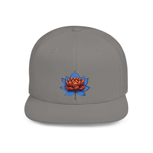 Lotus Flower Flat Bill Snapback Cap - Stylish & Versatile