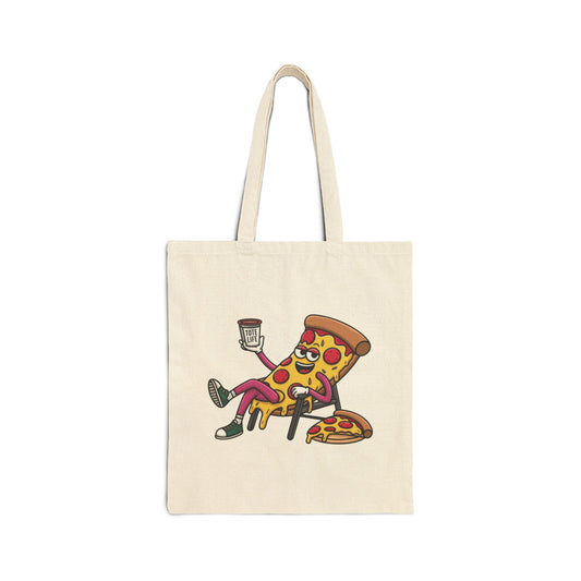 Pizza Lover's Funny Cotton Canvas Tote Bag, Durable Grocery Bag, Eco-Friendly Tote, Gift for Pizza Fans, Fun Bag for Everyday Use