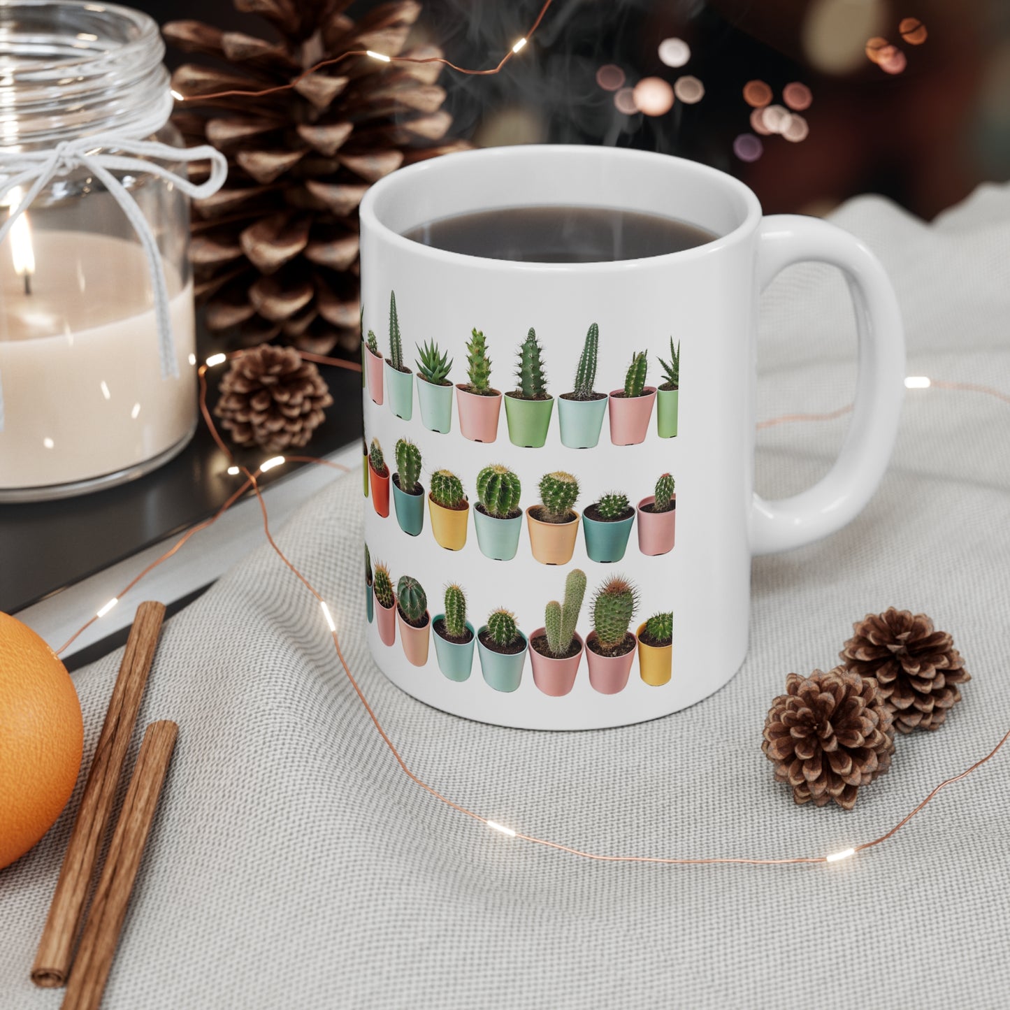 Colorful Cactus Mug - 11oz Ceramic Coffee Cup for Plant Lovers
