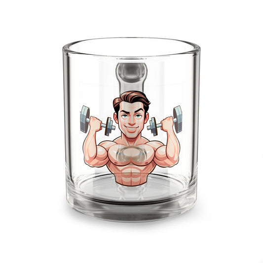 Fitness Motivation Glass Mug - 10oz with Weightlifter Design