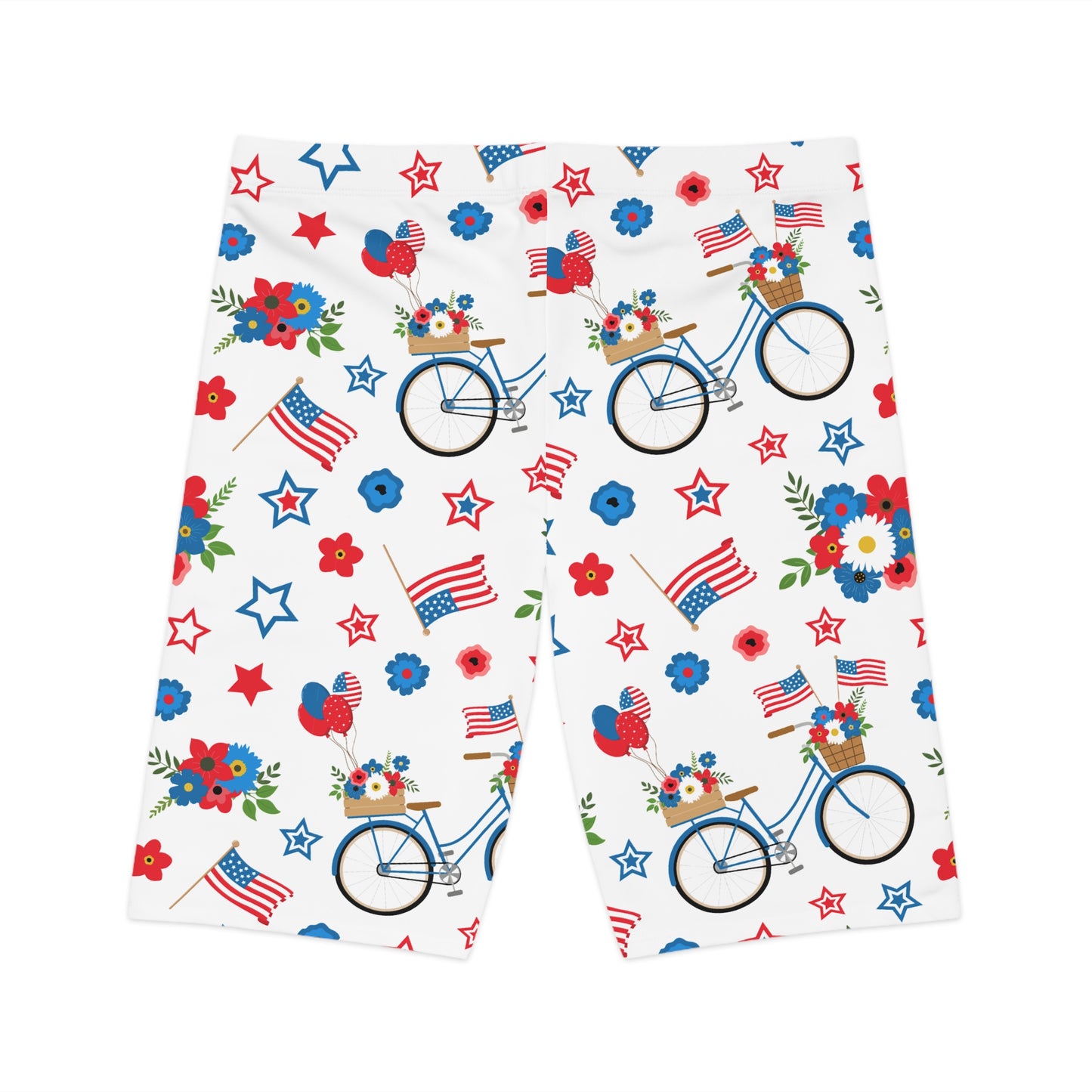 Patriotic Floral Bike Shorts for Women