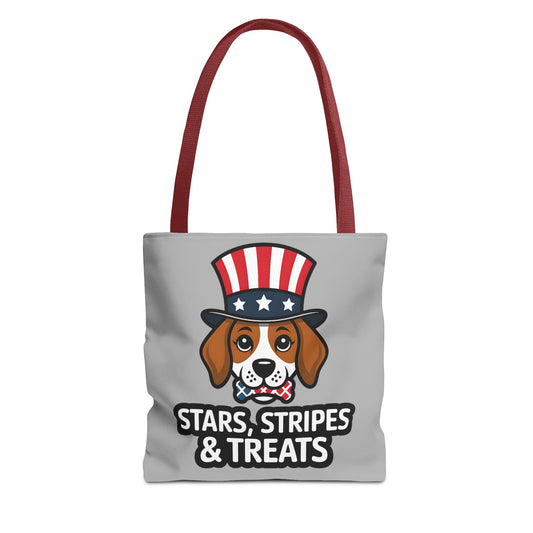Patriotic Dog Tote Bag - Stars, Stripes & Treats - Cute Pet Lover Gift, Summer Fair, Dog Lovers, July 4th, Everyday Use