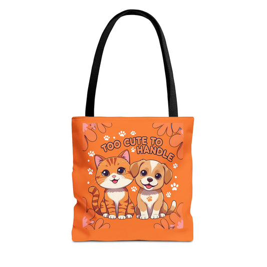 Adorable Pet Lovers Tote Bag, Cute Cat and Dog Design, Perfect Gift for Animal Lovers, Everyday Carry, Pet Adoption Day