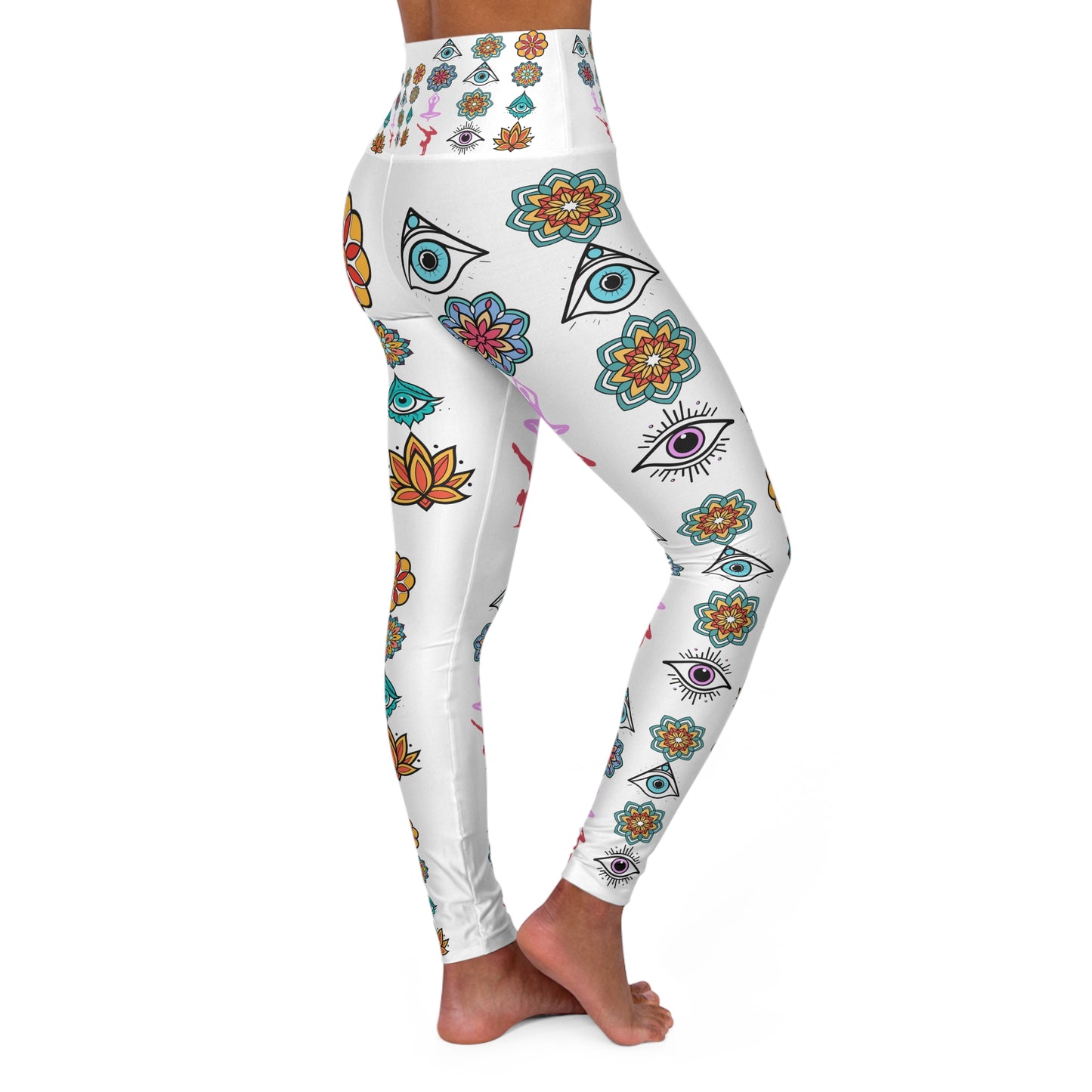 Bohemian High Waisted Yoga Leggings - Colorful Floral Design for Active Lifestyle