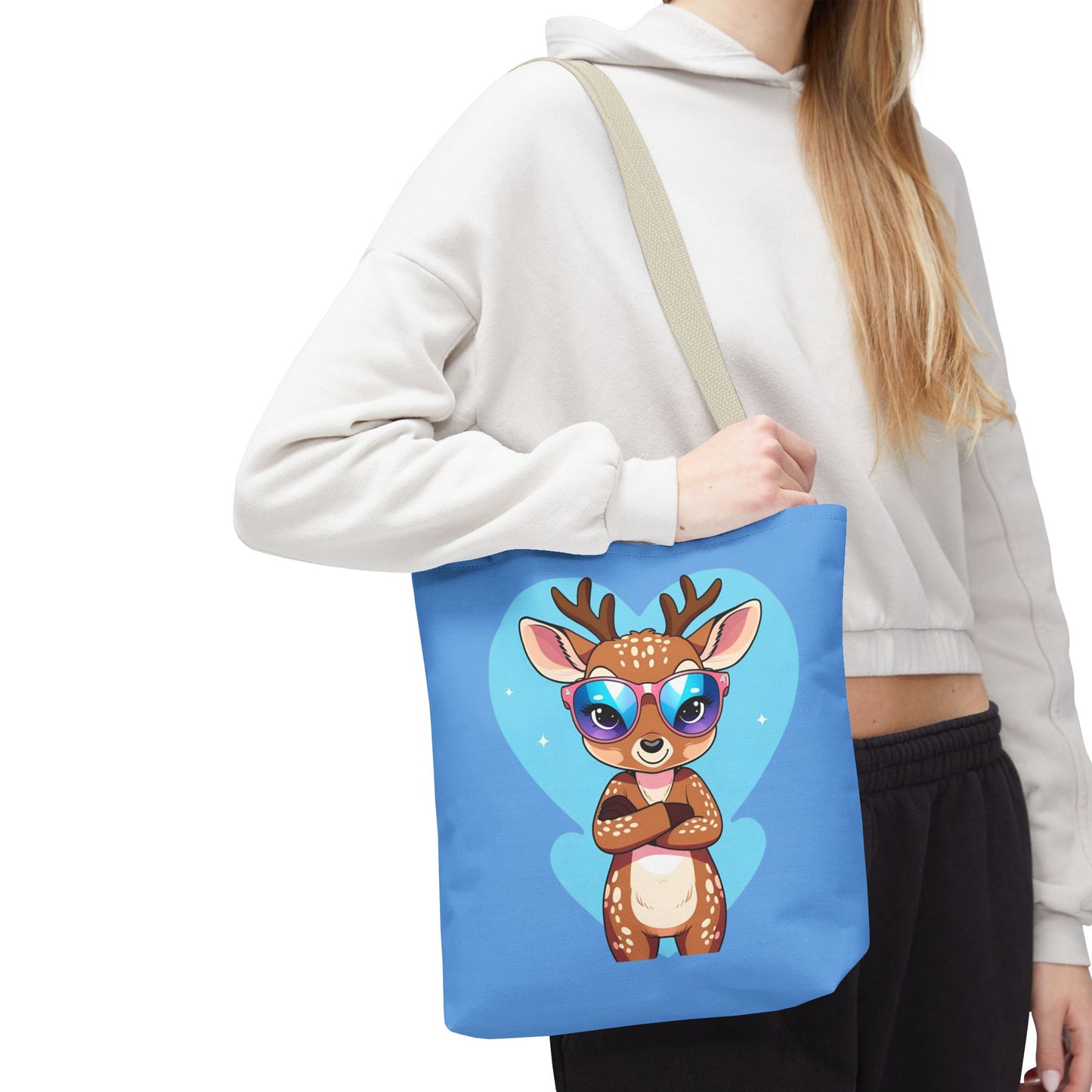 Whimsical Deer Tote Bag, Cute Animal Bag, Eco-Friendly Shopper, Adventurer Gift, Kids Bag, Animal Lover Gift, Cartoon Design