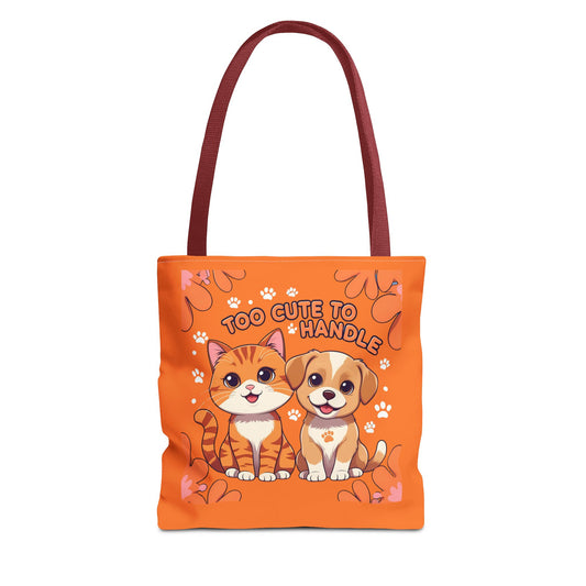 Adorable Pet Lovers Tote Bag, Cute Cat and Dog Design, Perfect Gift for Animal Lovers, Everyday Carry, Pet Adoption Day