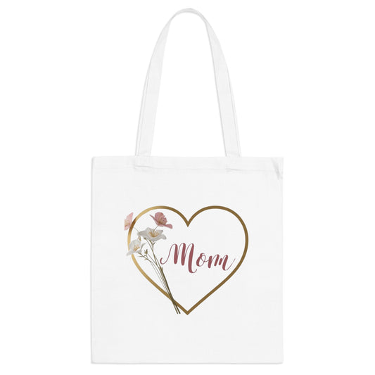Mom Heart Tote Bag - Floral Design for Mother's Day & Everyday Use