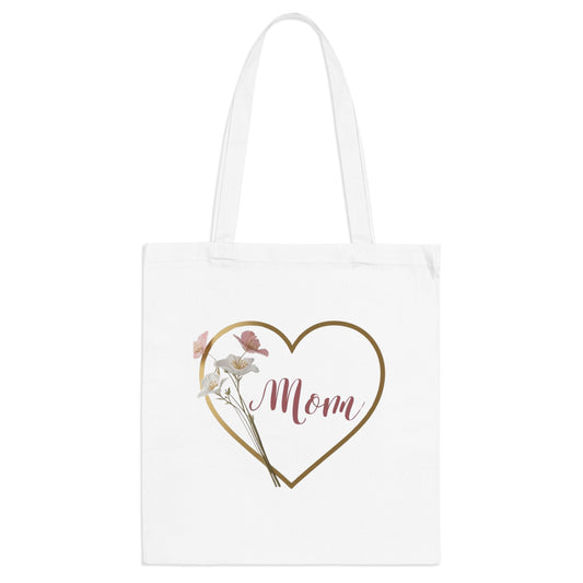 Mom Heart Tote Bag - Floral Design for Mother's Day & Everyday Use
