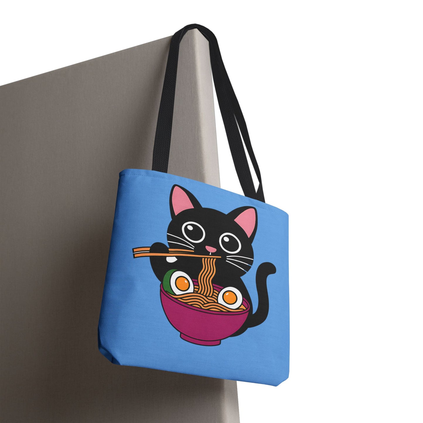 Cute Cat Noodle Tote Bag | Animal Lover Gift, Beach Bag, Shopping Tote, Foodie Accessory, Pet Lover's Bag