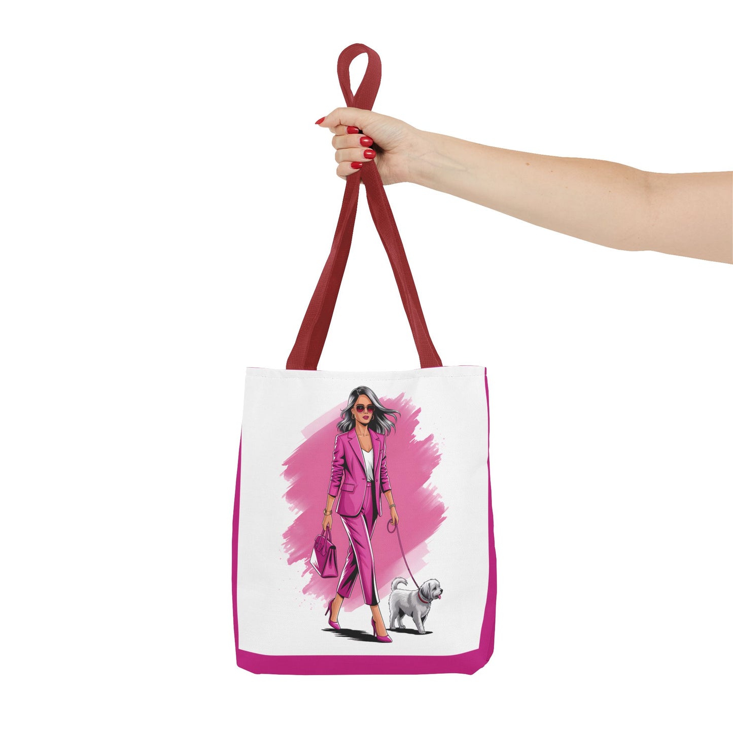 Chic Dog Walker Tote Bag, Fashionable Tote, Pink Tote, Pet Lover Gift, Stylish Shopping Bag, Daily Use Bag, Trendy Handbag