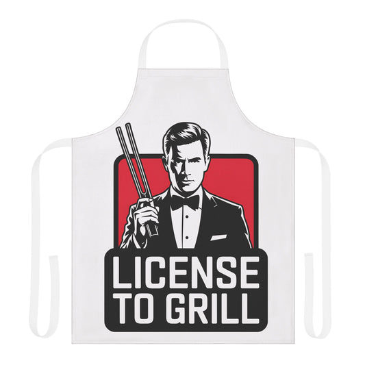 Funny BBQ Apron - License to Grill with 5-Color Straps