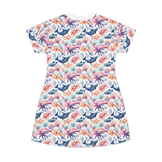 Coral Reef T-Shirt Dress - Ocean Inspired Summer Fashion