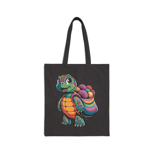 Colorful Turtle Canvas Tote Bag | Eco-Friendly Shopping, Beach Bag, Craft Tote, Gift for Nature Lovers, Earth Day Essentials