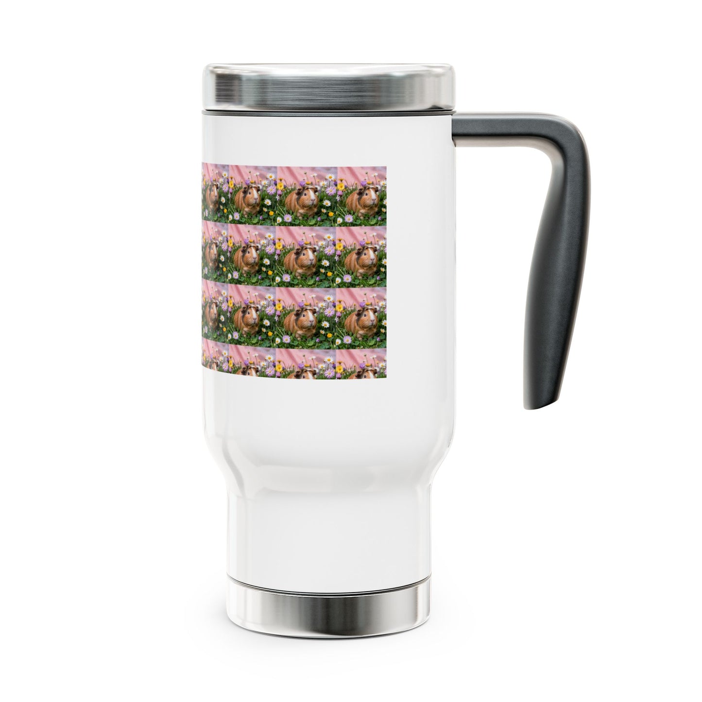 Floral Stainless Steel Travel Mug with Handle - 14oz