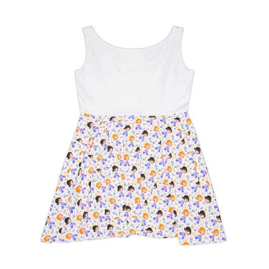 Colorful Women's Skater Dress with Fun Cartoon Prints