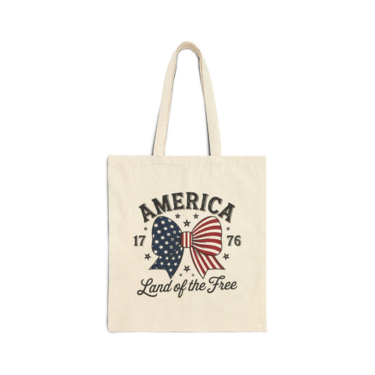 Patriotic Cotton Canvas Tote Bag | Perfect for Independence Day, 4th of July, Everyday Use, Eco-Friendly Shopping, USA Lover Gift