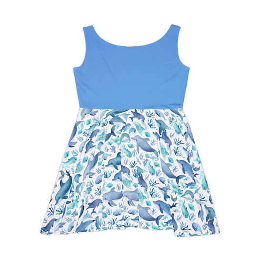 Ocean-Inspired Women's Skater Dress - Perfect for Beach Days & Summer Celebrations