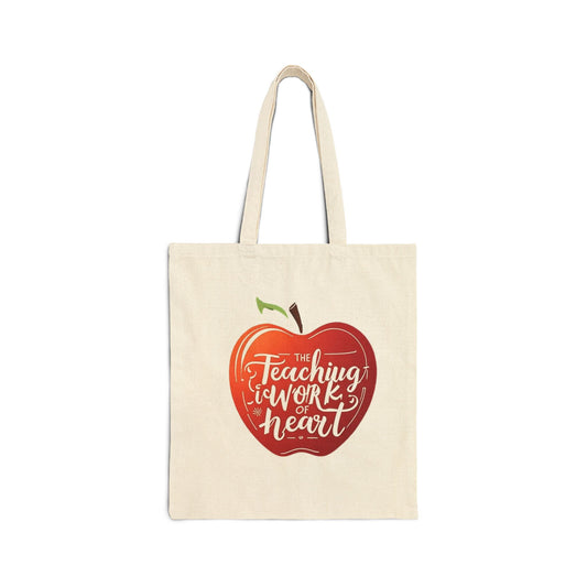 Teaching Heart Cotton Canvas Tote Bag - Perfect Gift for Educators