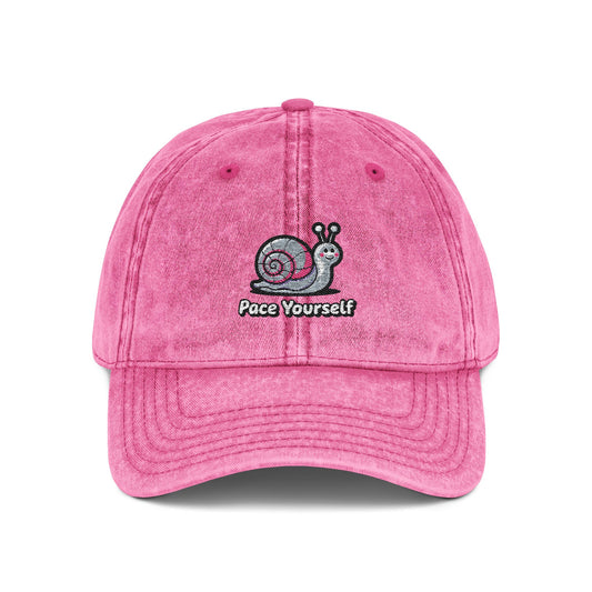 Vintage Embroidered Snail Cap - Cute Pink Hat, Casual Fashion, Gift for Garden Lovers, Summer Accessory, Chill Vibes