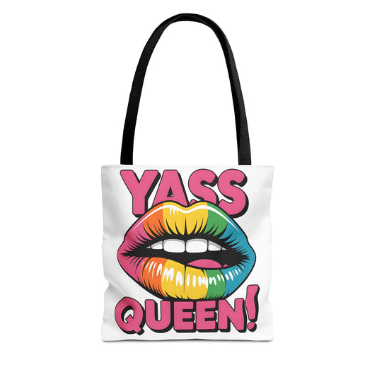 Yass Queen Tote Bag - Rainbow Lips Design for LGBTQ+ Pride and Empowerment