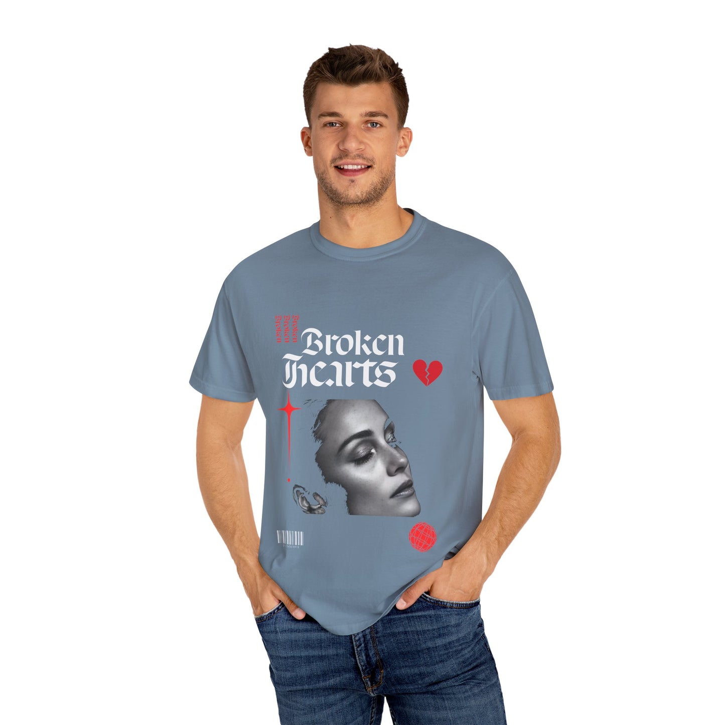 Broken Hearts Unisex Garment-Dyed T-Shirt - Trendy Graphic Tee for Casual Looks